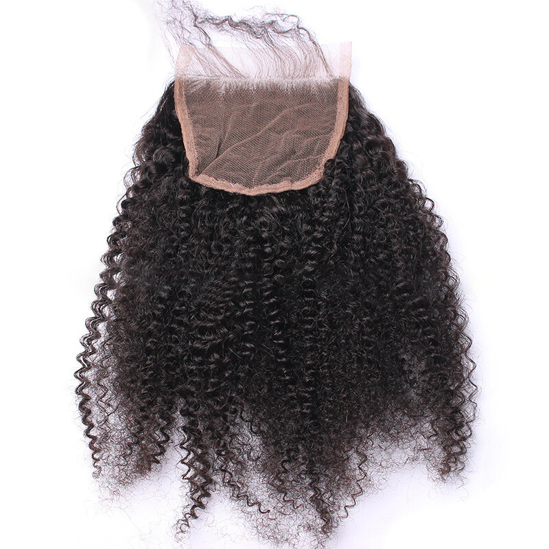 4X4 Lace Closure Afro Kinky Curly Remy Hair Afro Curls Human Hair Lace Closure
