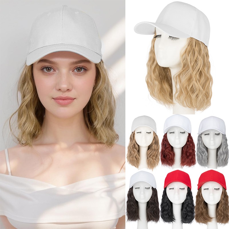 6in/8in Baseball Cap with Hair Extensions Real Natural As Human Hat Hairpiece