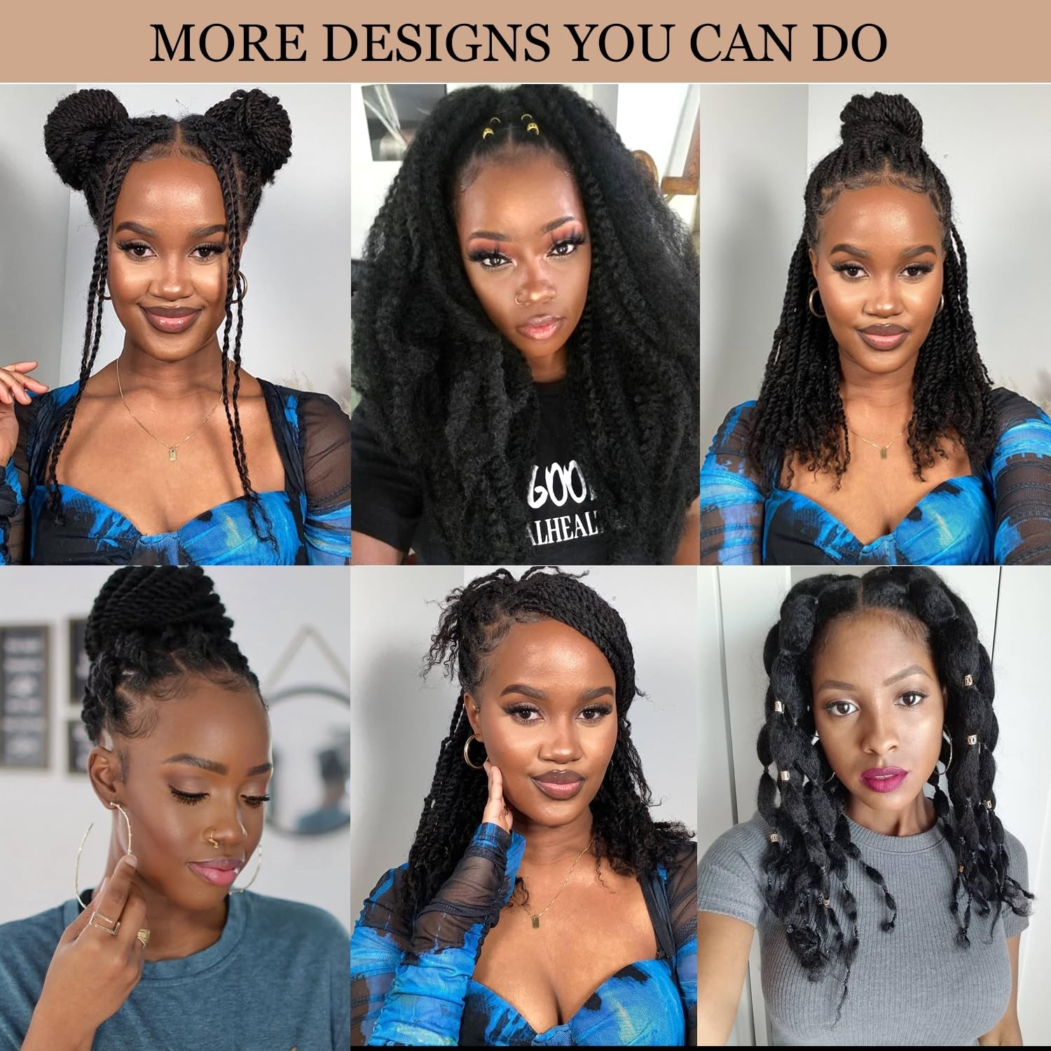 TUVOJALE Marley Twist Braiding Hair 14 inch Afro Kinky Curly Crochet Braids 8 Pa