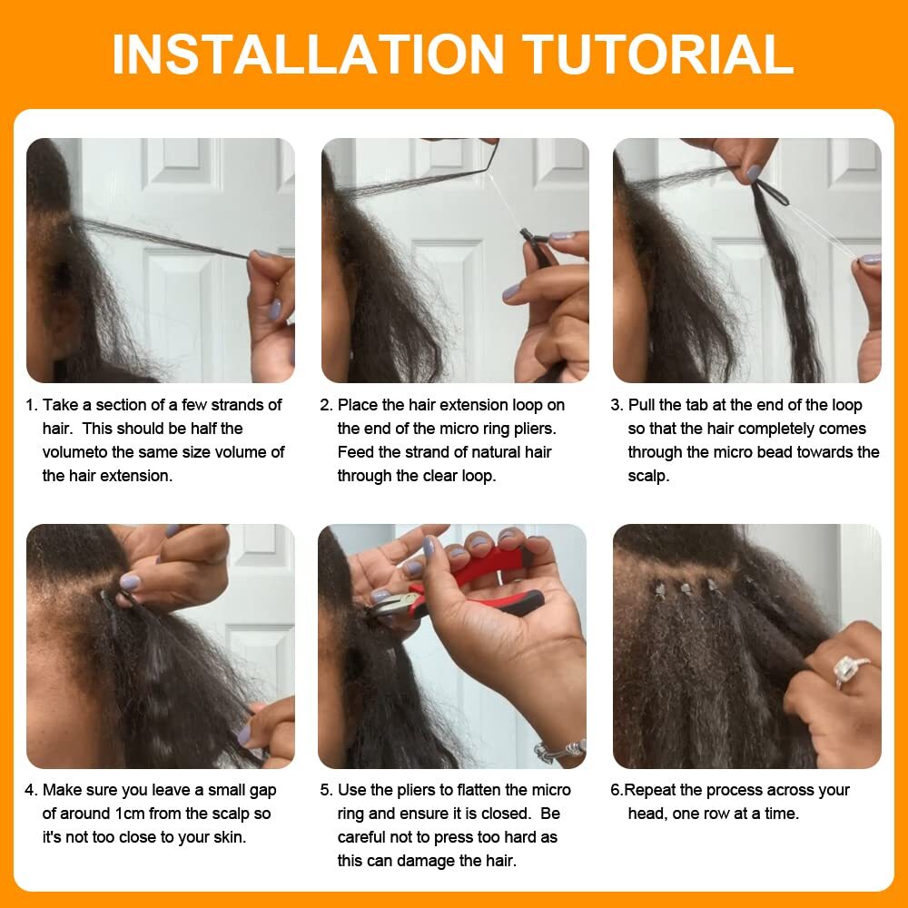 Micro Loop Human Hair Extension Kinky Straight Microlink Micro Ring Hair 100Pcs