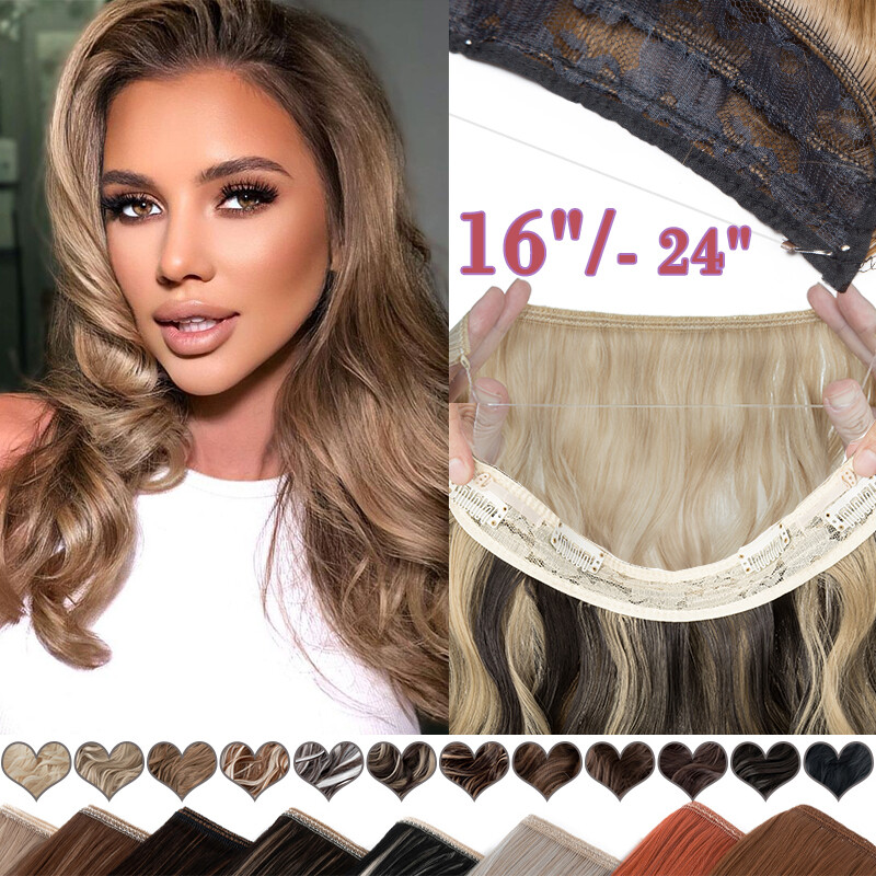 Long Wavy Wire In Hair Extension Clip Invisible One Piece Real Natural As Human