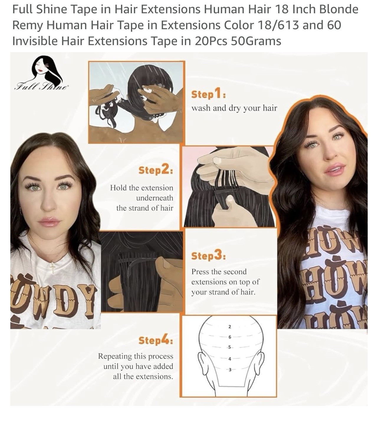 Full Shine Hair extensions Real Human Hair Tape In Extensions Color 18/630 &60
