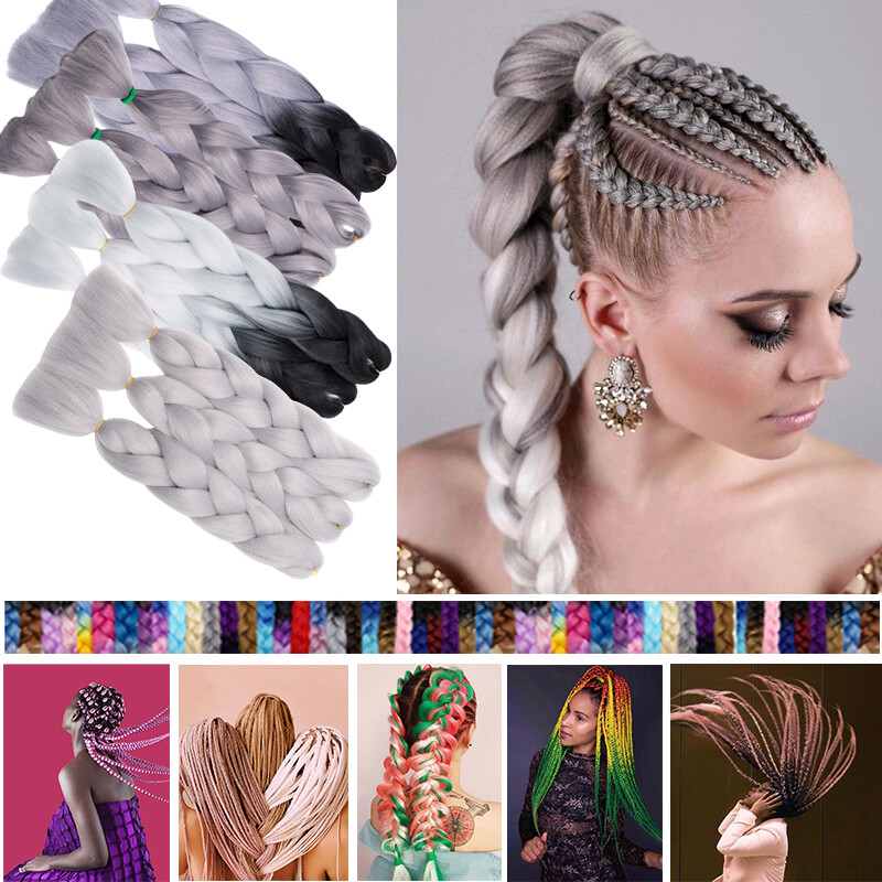 High Quality Jumbo Braiding Hair Extensions Afro Box Ombre Rainbow 24″ Festival