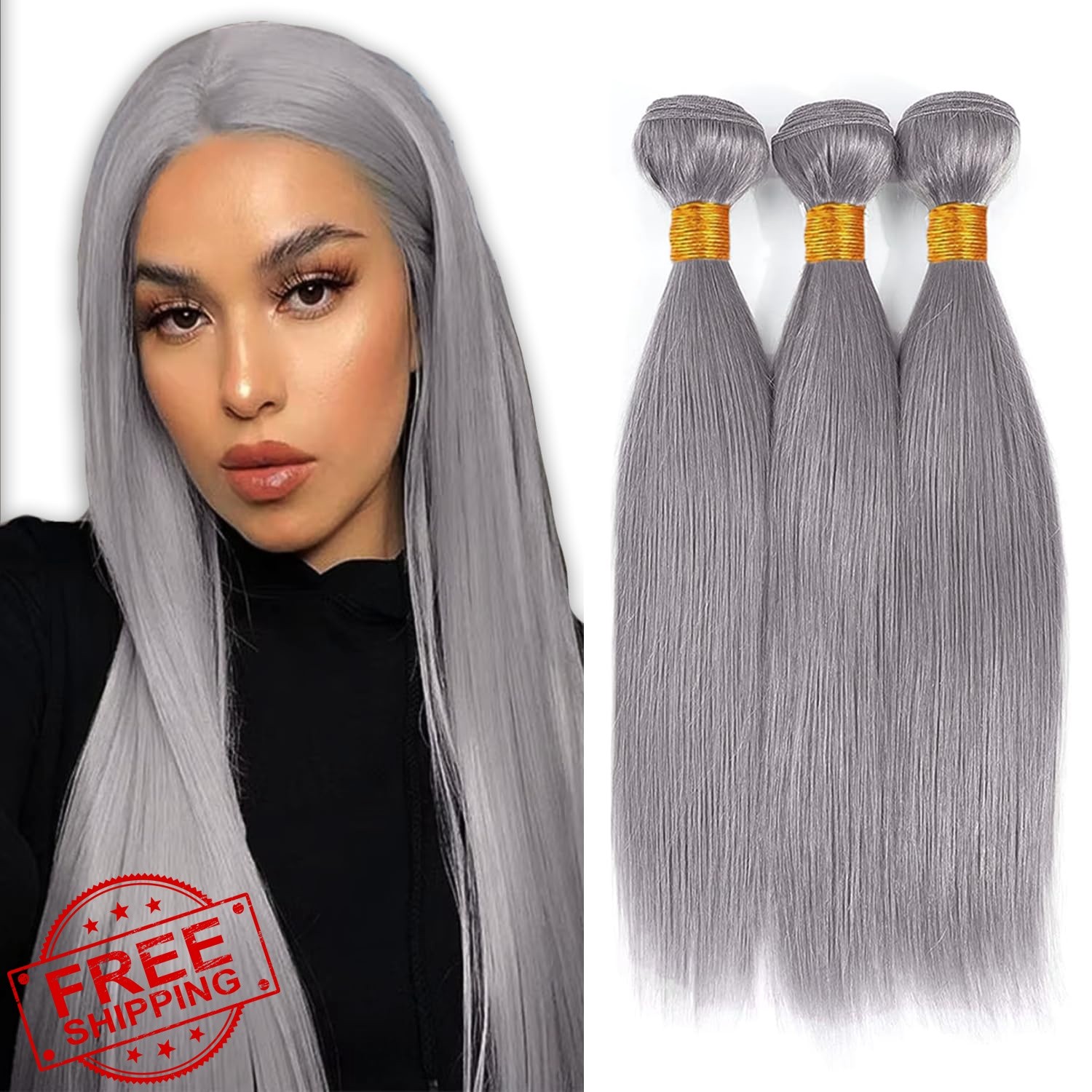 MavKuvx Grey 18 20 22″ Straight Bundles