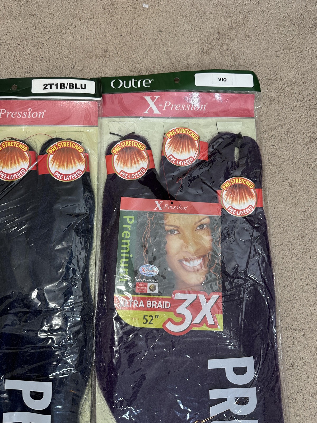 Outre X-Pression 3X Pre-Stretched 52 Braid Extensions 4 Pack Black Blue Purple