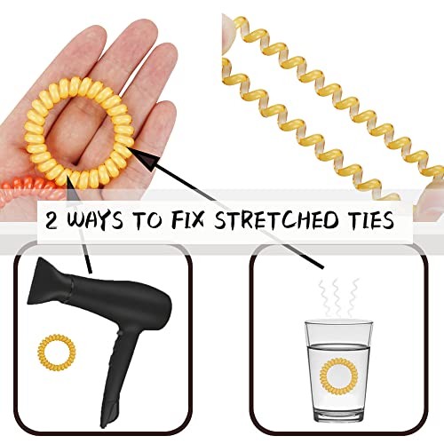 DED Spiral Hair Ties, 32PCS Coil Bracelets for Women, Girls – No Candy Colors