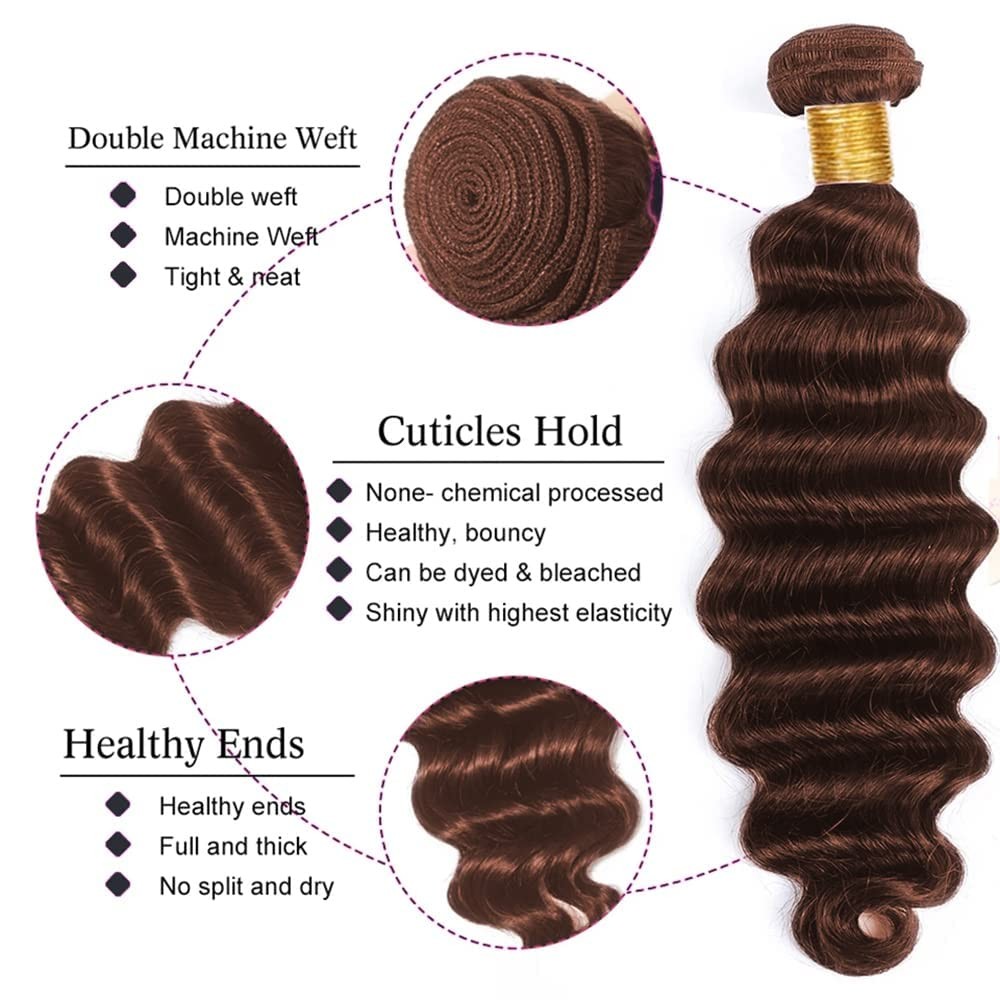 24 26 28 Inch #4 Chocolate Brown Bundles Human Hair 3 Bundles Brazilian Remy …
