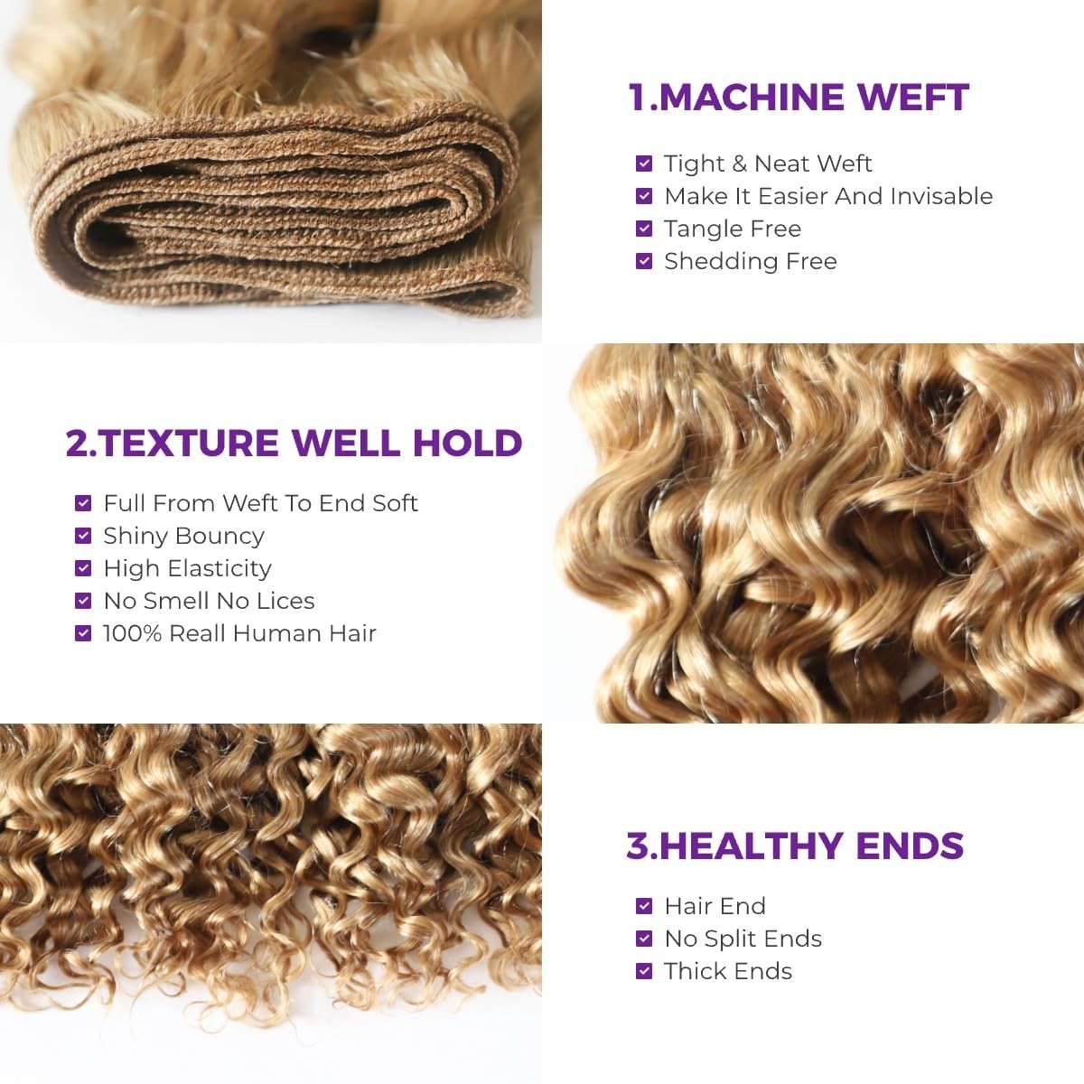 Tangle-Free 8-Inch Blonde Curly Extensions – Unprocessed Brazilian Hair