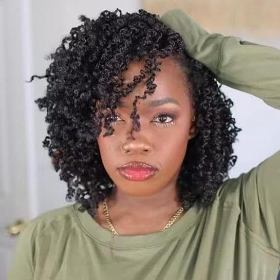 2 Packs 8 Inch Pre Looped Yanky Twist Crochet Hair Natural Black Curly Ends