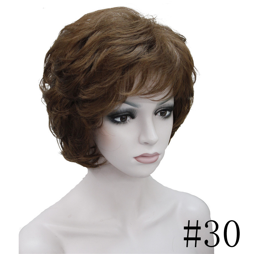 Women’s Wigs Black/Brown Natural Short Curly Hair Synthetic Wig 18 Color