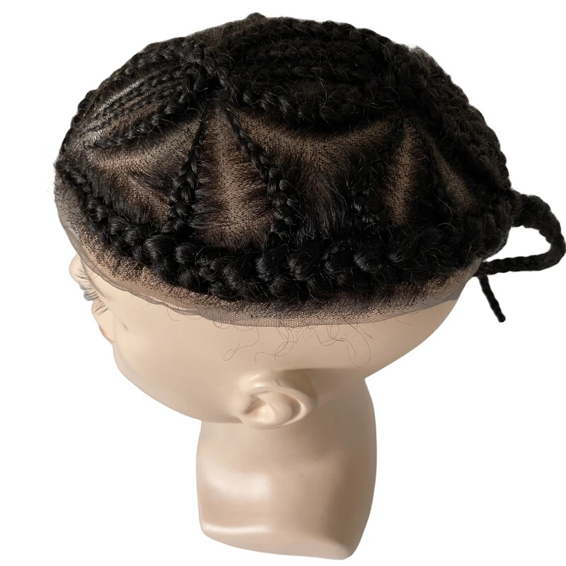 Double 8 Corn Braids Toupee Full Lace Afro Units for Men 8″x10″