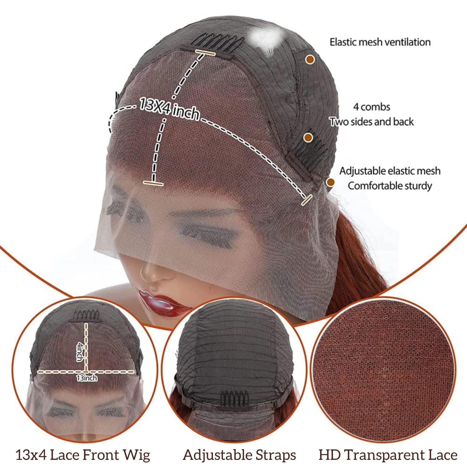 Aakjj Deep Wave Lace Front Wigs Human Hair Reddish Brown 13X4 Hd Lace Frontal