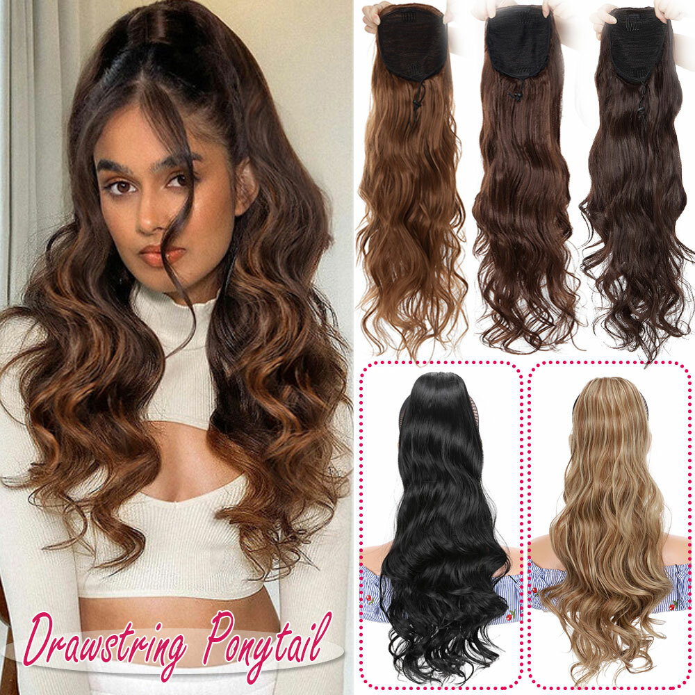 Natural Thick Ponytail Clip In as Human Hair Extensions Drawstring Pony Tail HYT