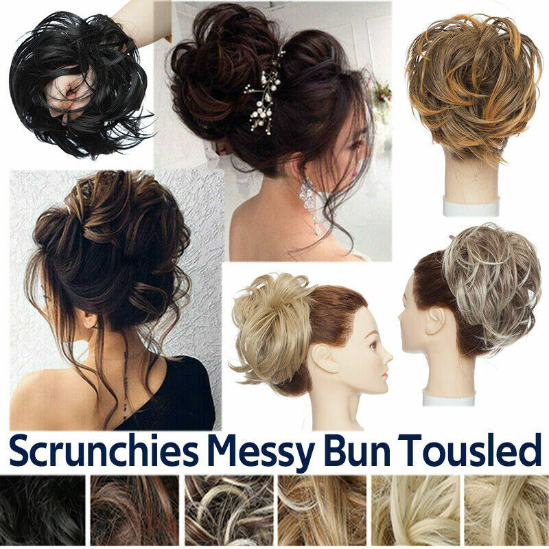 7″ Fluffy Messy Bun Scrunchie Updo Ponytail Hair Extensions Curly Natural Thick