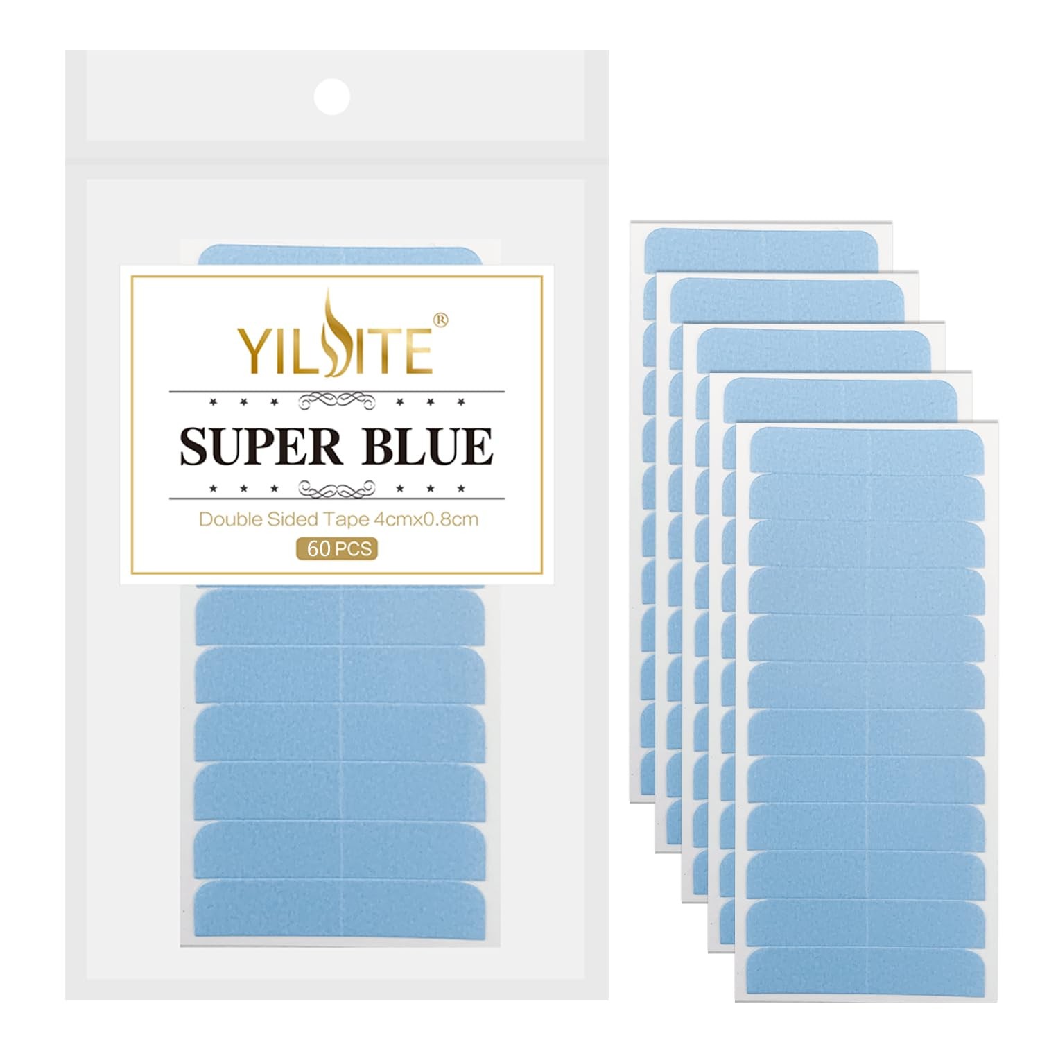 60 Pieces Hair Extensions Tape, Blue Tape in Replacement 4×0.8cm Double-Sided…
