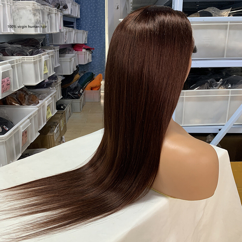 4# Color 13*4 Lace Front Wig Straight Body Wave Brazilian 100% Human Hair 150%