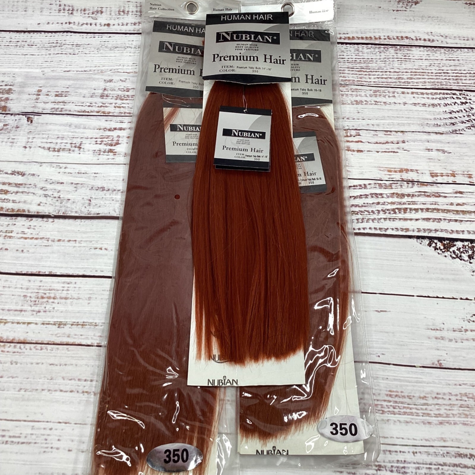 3 Packs Nubian #350 Copper Yaki Bulk 14” 16” 18” Micro Braiding Hair