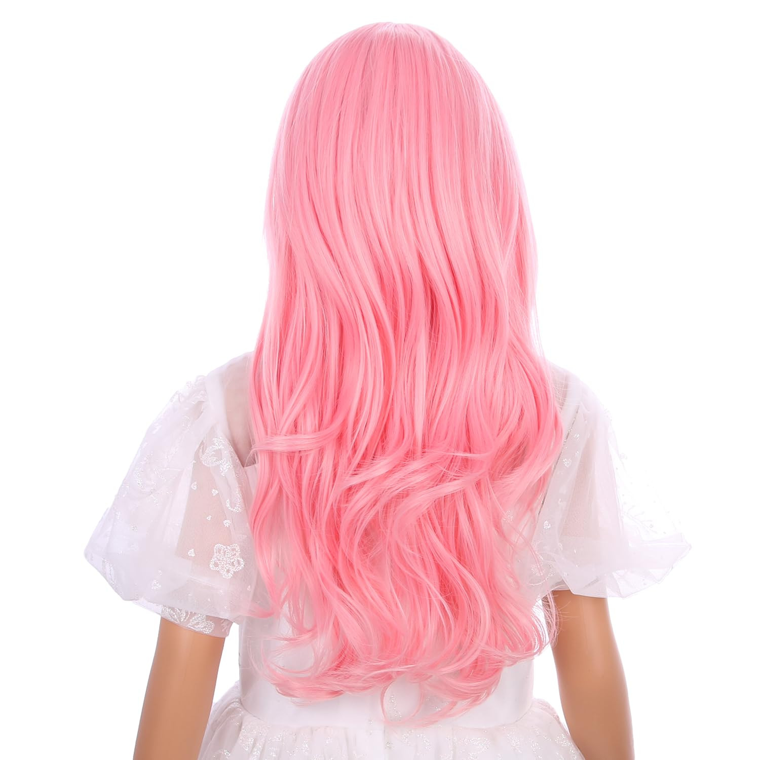 Kids Pink Wig with Bangs Child Pastel Pink Wigs Girls Long Curly Wavy Wig Kid Da