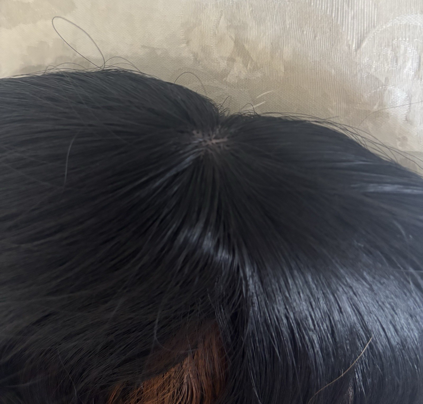 NWOT Human Hair Wavy Wig Black W/Brown Highlights SOFT Lace Front 15”