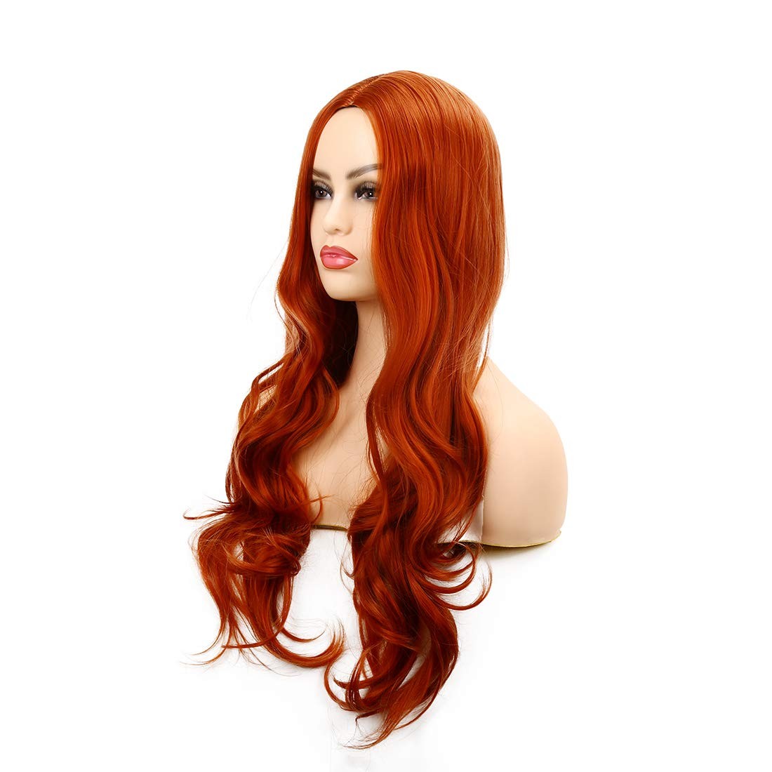 Orange Wigs for Women Long Curly Wavy Synthetic Hair Natural Middle Parting H…
