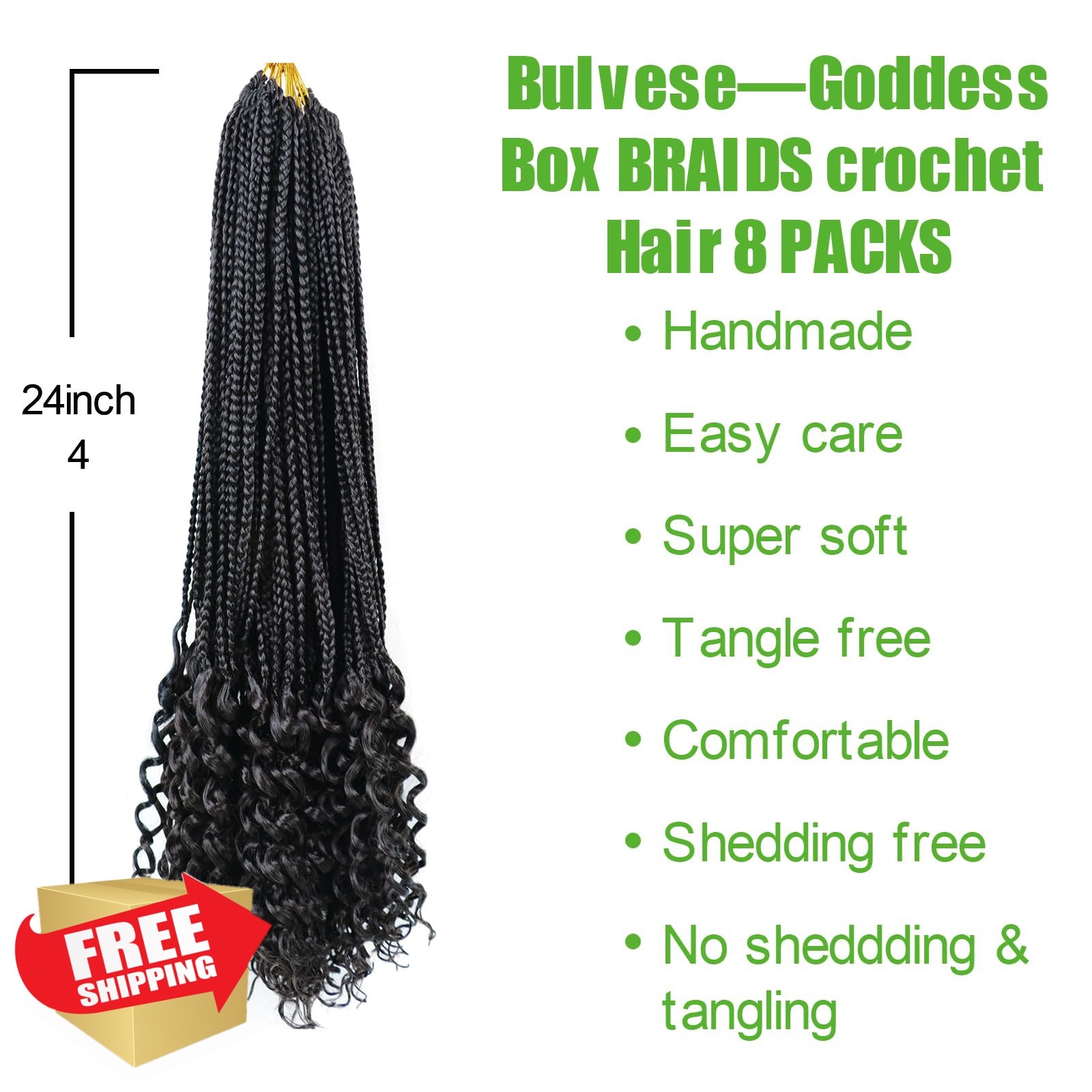 Bulvese Goddess Box Braids 24 Inch Chocolate Brown