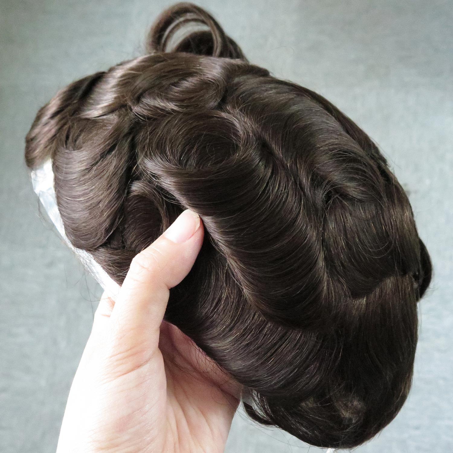 Toupee for Men Full French Lace Hair Replacement System Human Hairpieces #3