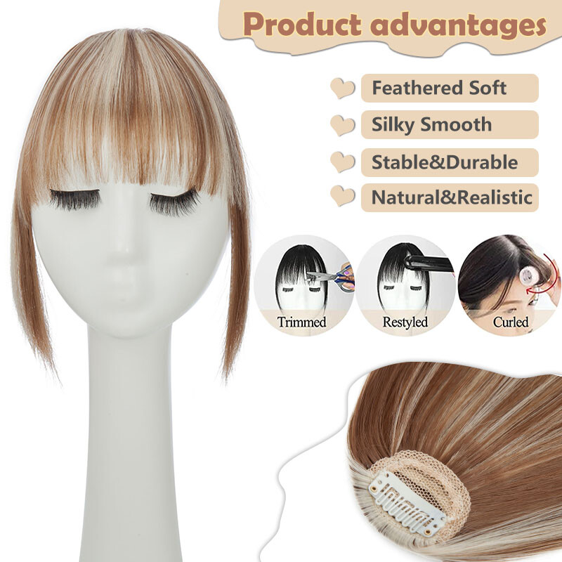 Thin/Thick Fringe Bangs Hair Clip-in Real AS Human Hair Extensions Front Piece