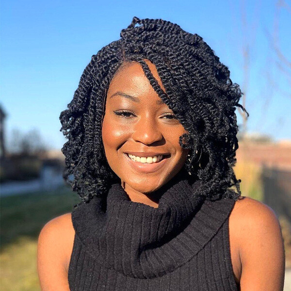 Twisted Braid Hair Afro Kinky Curly Wig Crochet Twist Braided Natural Soft Hair