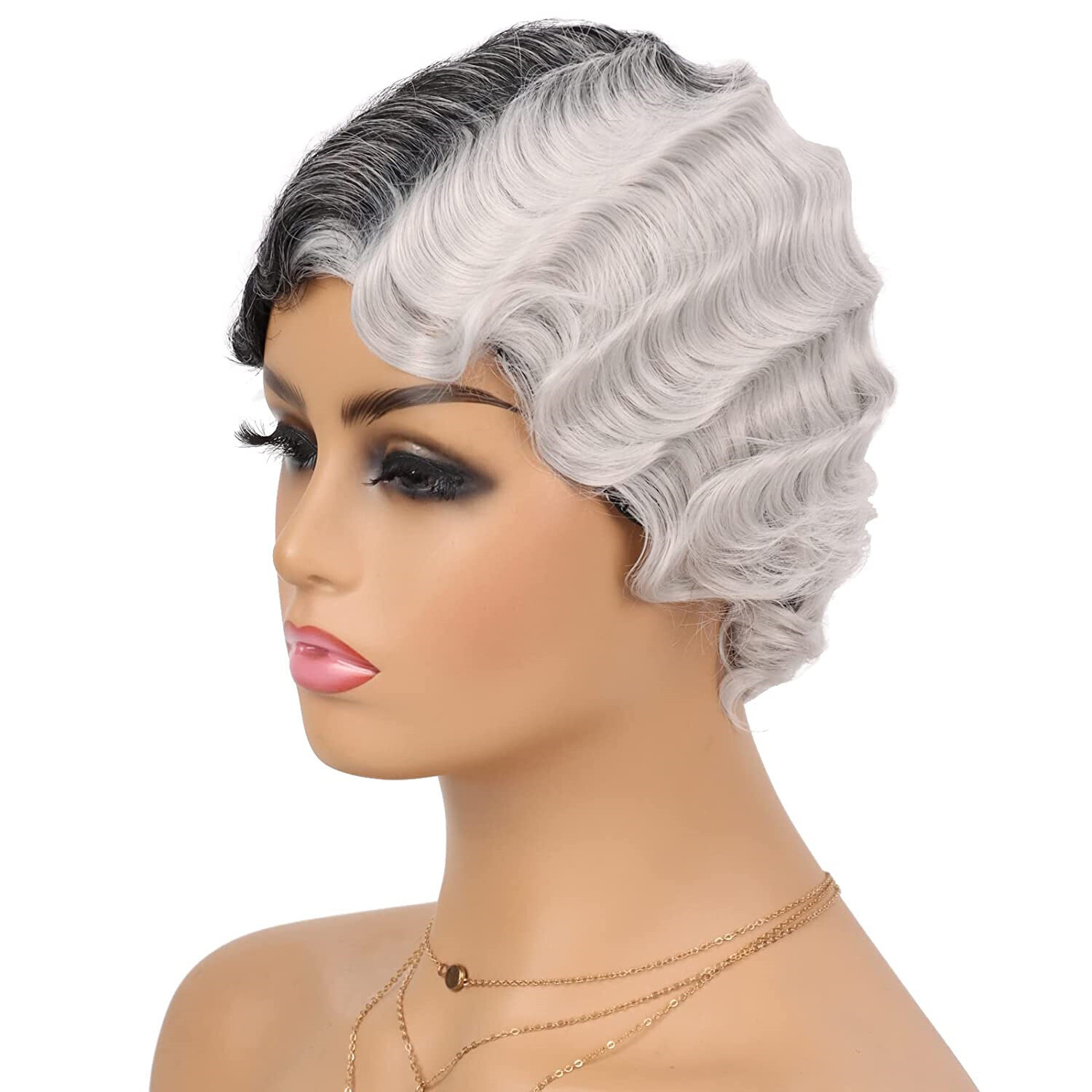 Retro Vintage Finger Wave Wigs for Lady Women Mommy 1920’s Party Wig Cosplay Wig