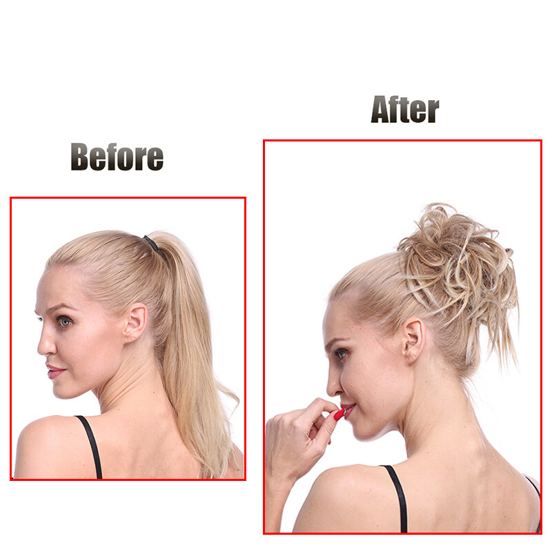 Realistic Chignon Scrunchie Messy Bun Tousled Hairpiece Elastic Band Synthetic