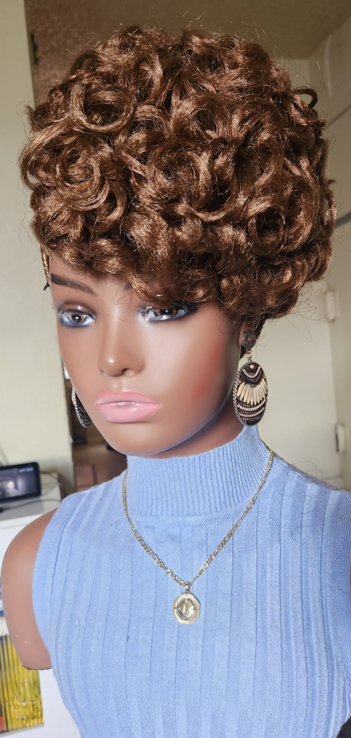 Fully Hand Braided box curly Mohawk braids cornrow wig Brown/Dark brown