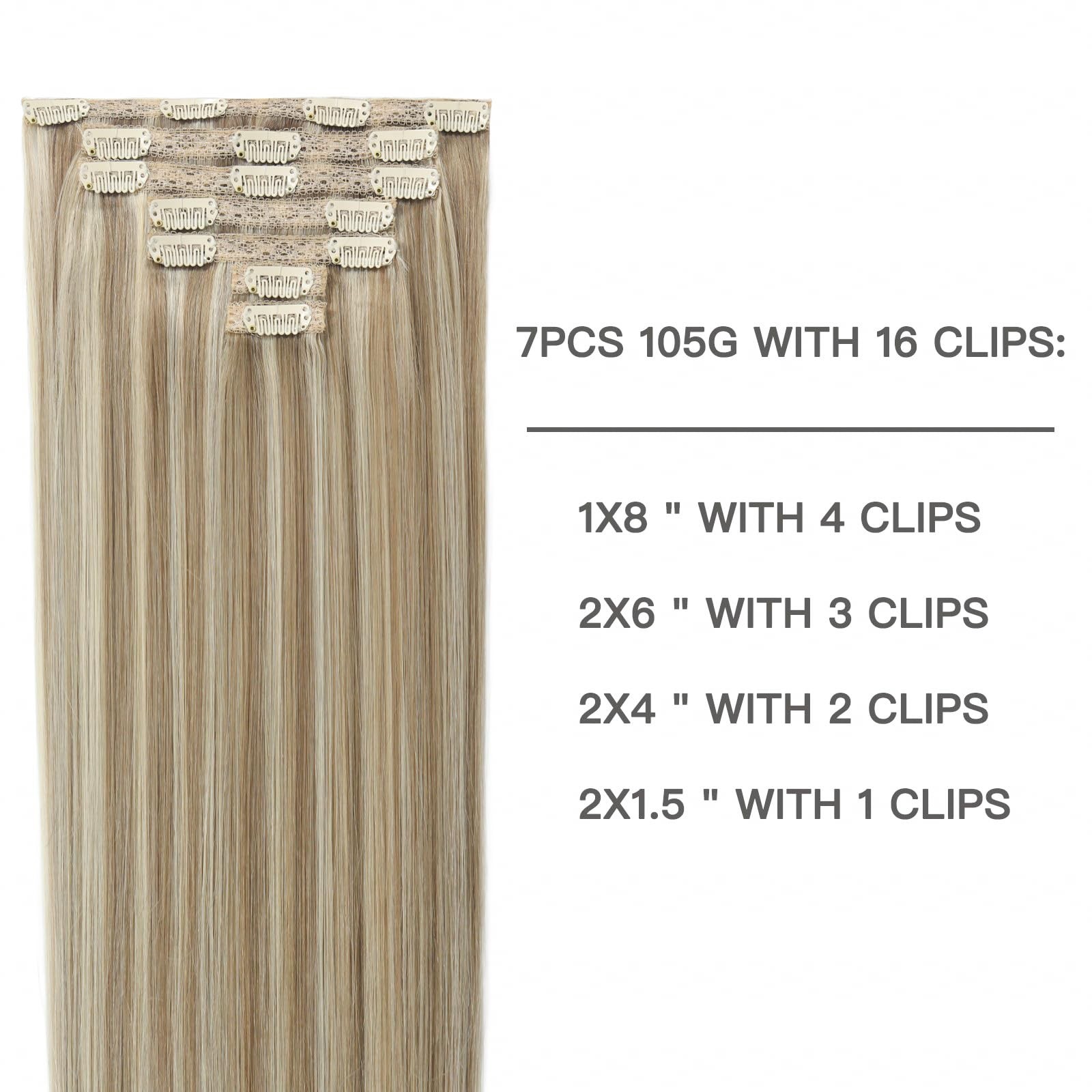 Fubili Clip In Hair Extensions Light Blonde Mix Golden Blonde Remy Clip On Hair
