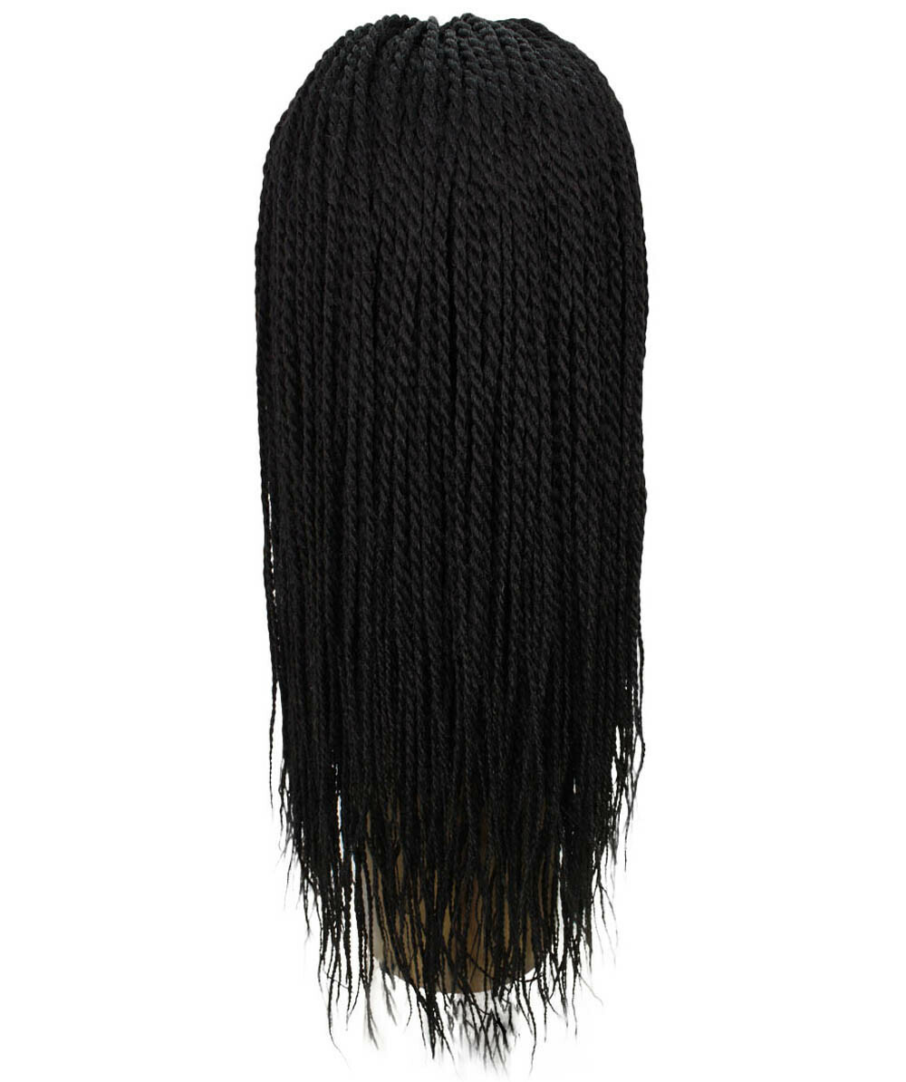 LUXLUXE Nikkita Straight 25″ Long 4X4 Hand-Tied Lace Braided Wig,BLT-0123,Black