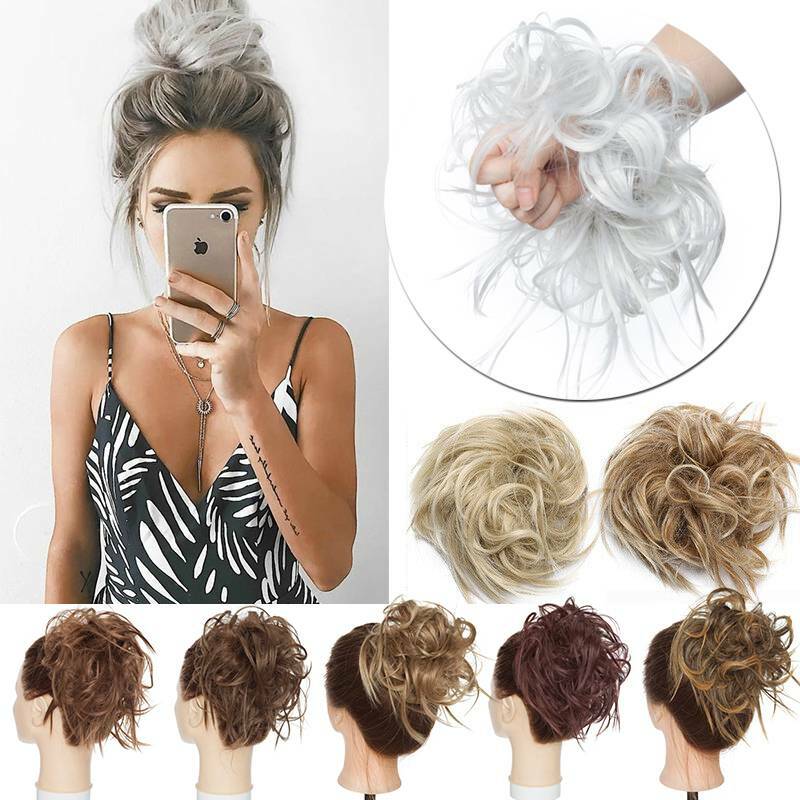 100% Real X-Large Messy Bun Hair Piece Scrunchy As Human Hair Extension Ponytail