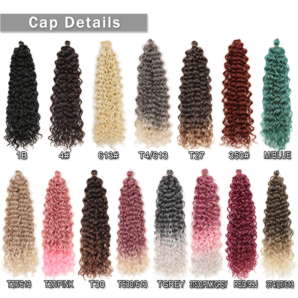 18″/24″ Deep Wave Crochet Braids Hawaii Curls Braiding Hair Extension Synthetic