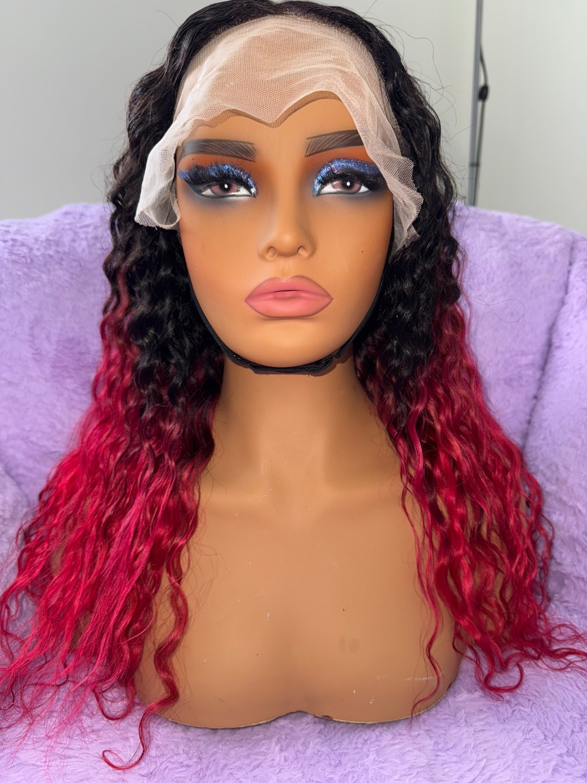 Custom Color Red Velvet Human Hair Wig (20 inches)