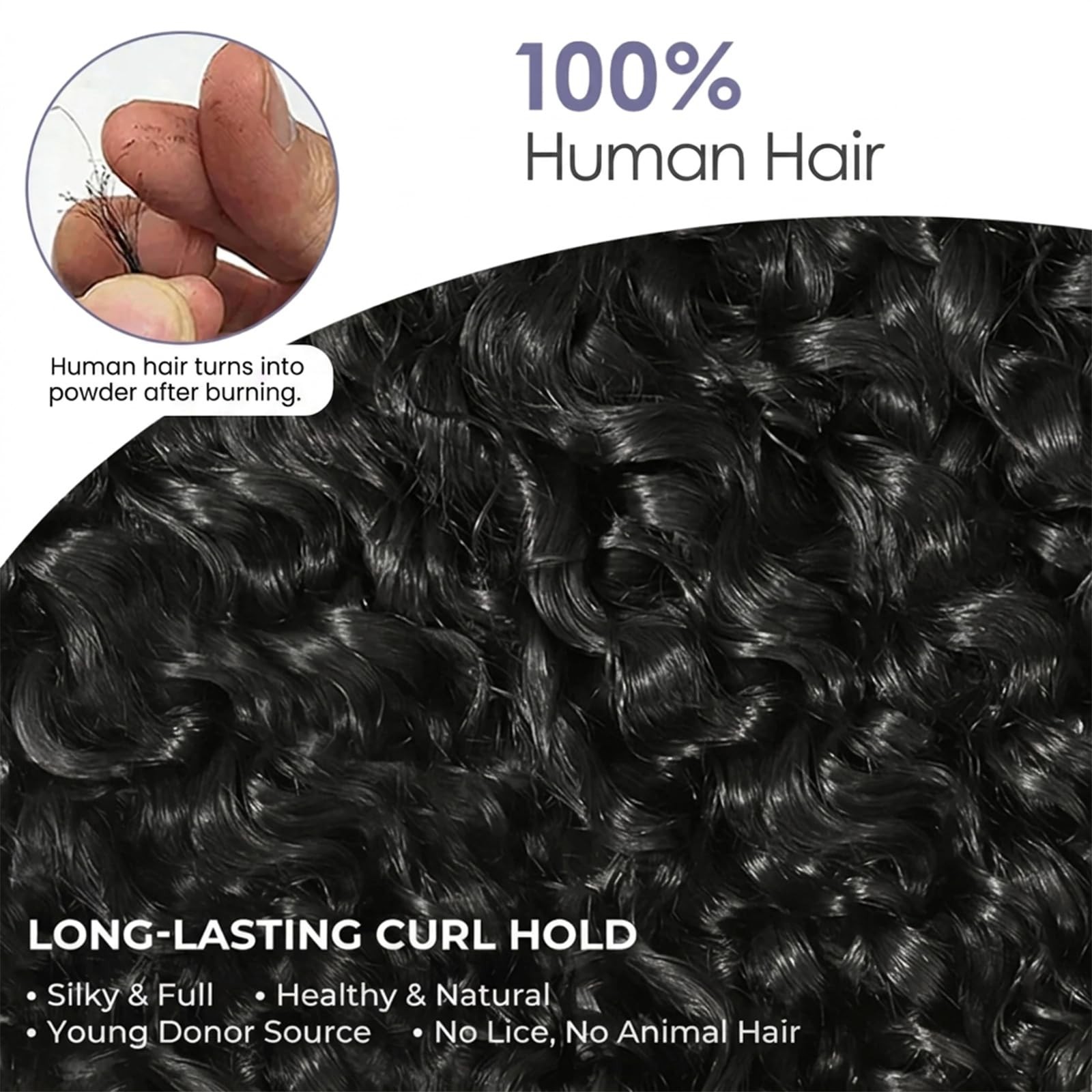 180 Density 16 Inch Half Wig Human Hair, Glueless Drawstring Clip-In, Water Wave