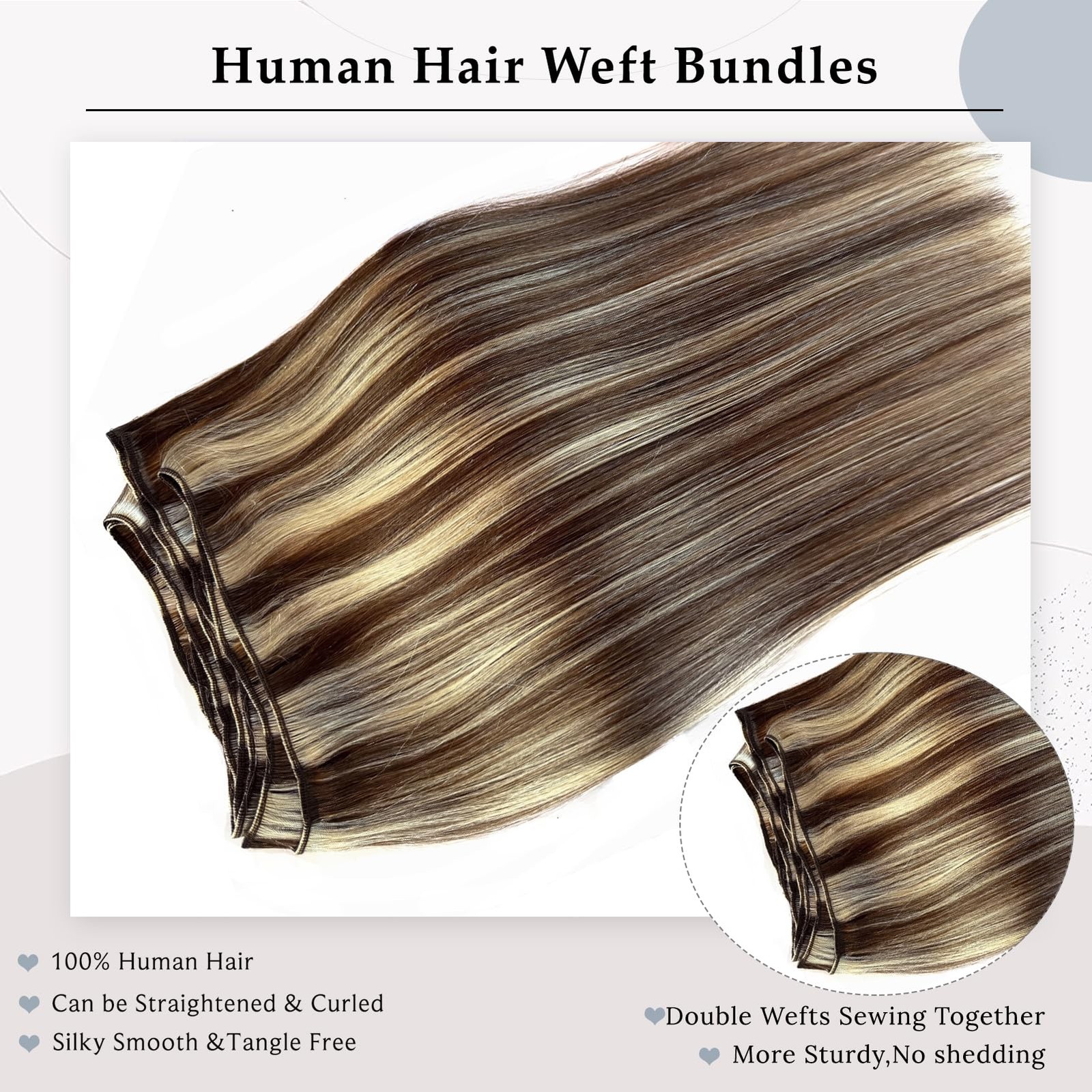 Ubetta 14″ 80G Sew-in Weft Human Hair Extensions – Soft, Natural, Virgin Hair