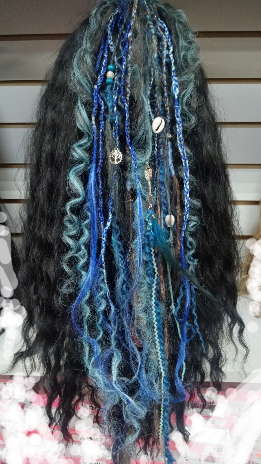 Handmade locs Extensions accent Black BLUE Braids curly gothic rave hair accesso