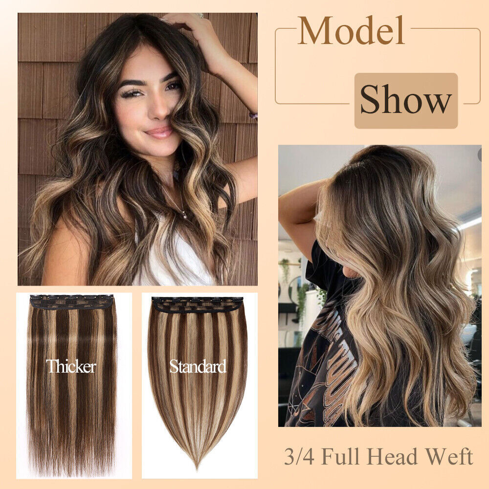 CLEARANCE One Piece Clip in Wavy Curly 100% Remy Human Hair Extensions Remy 24″