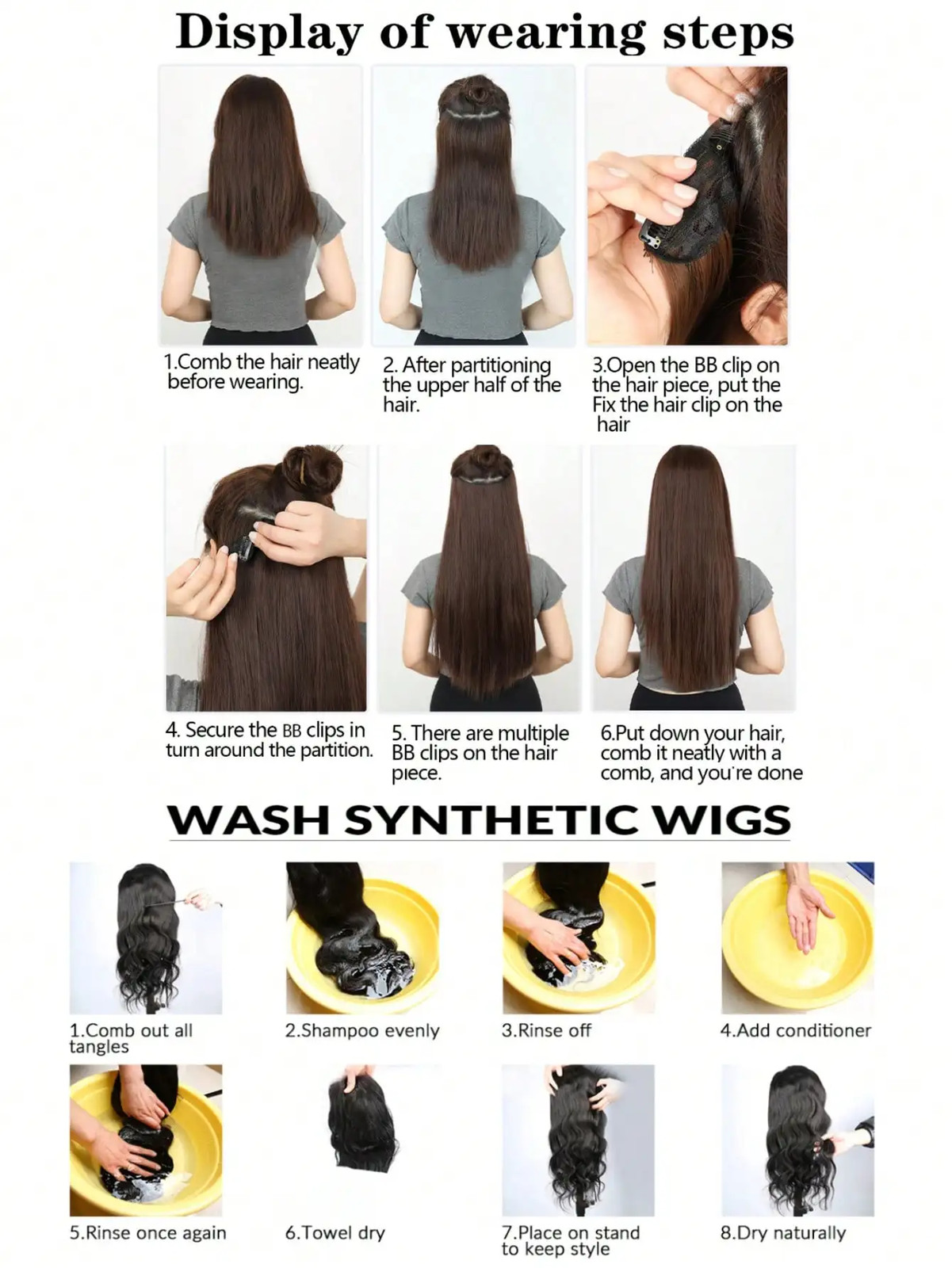 16 Clip In Hair Extensions 22 Inch Water Wave Synthetic Hair For Women
