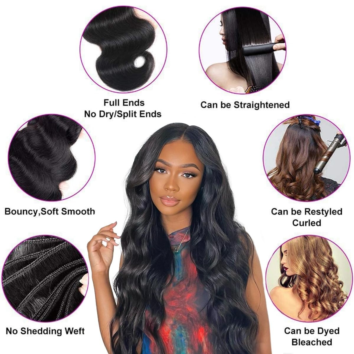 15A Raw Human Hair Bundles Body Wave, 14-18″ No Tangle, Silky Soft, Long Lasting