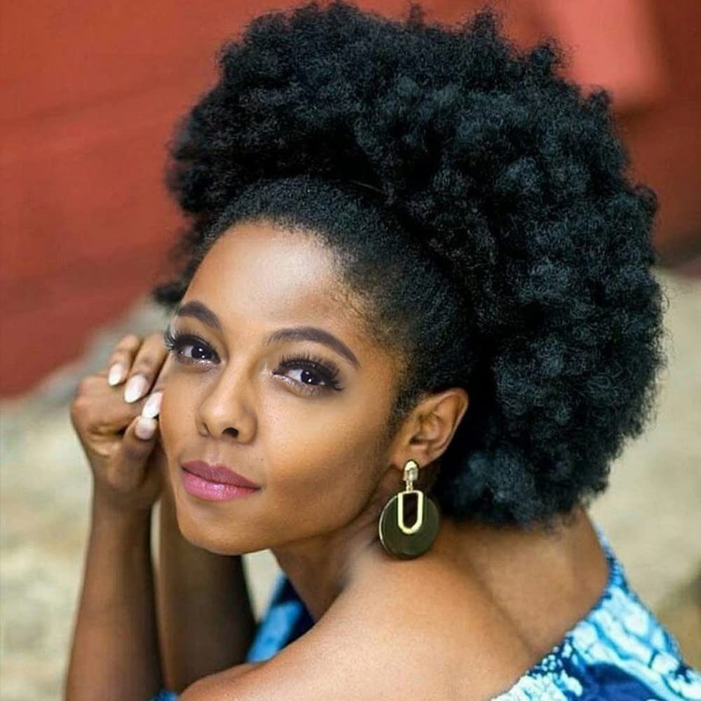 Big Afro Puff Drawstring Ponytail Extensions for Black 4b 4c Afro Kinky Curly…