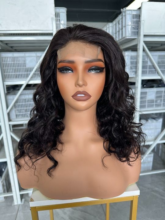 New! 16inch Loose Wave Human Hair 4×4 Lace Closure Wig 100% Human Hair For Women