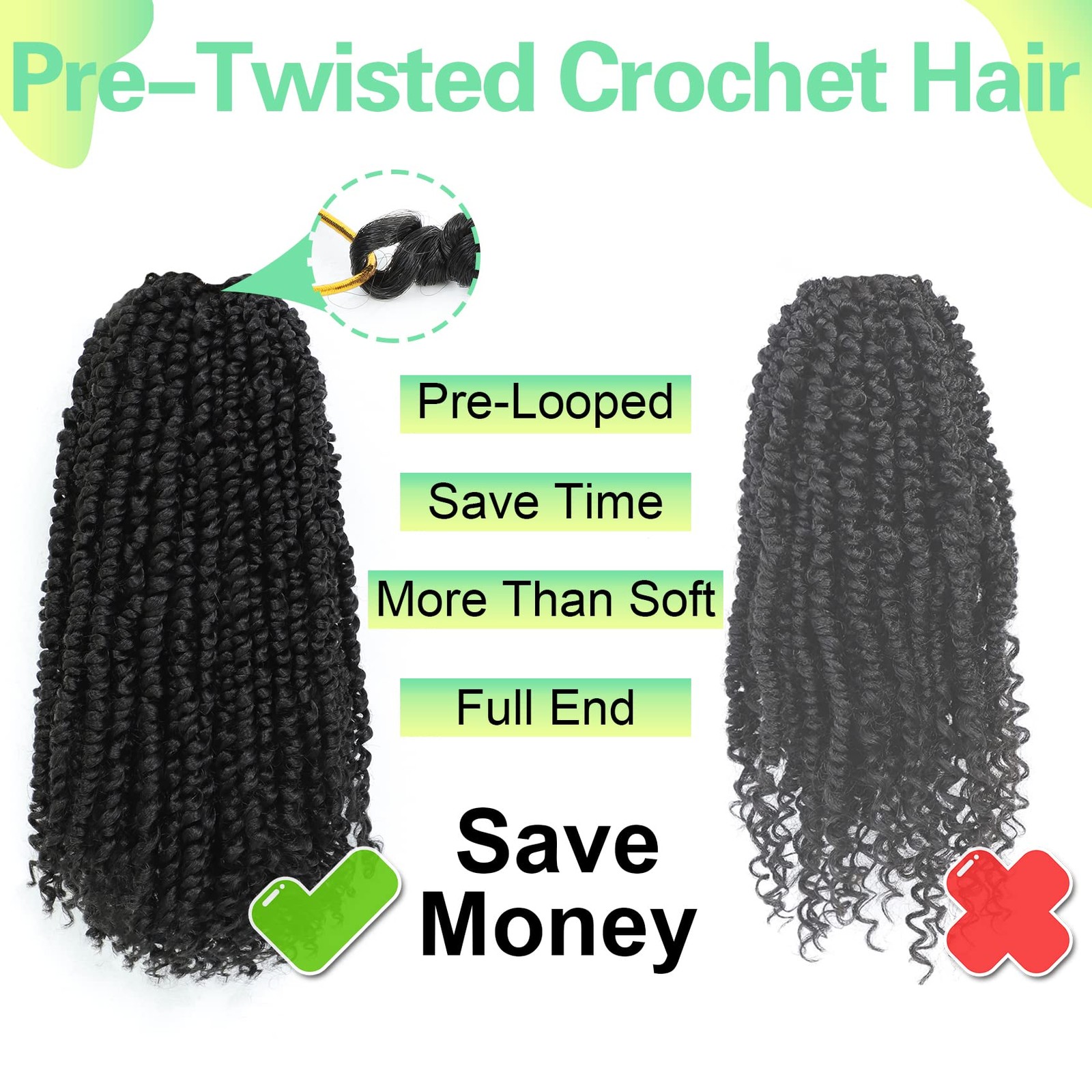Passion Twist Crochet Hair 8Inch Passion Twist Hair 8 Packs Pre Looped Passio…