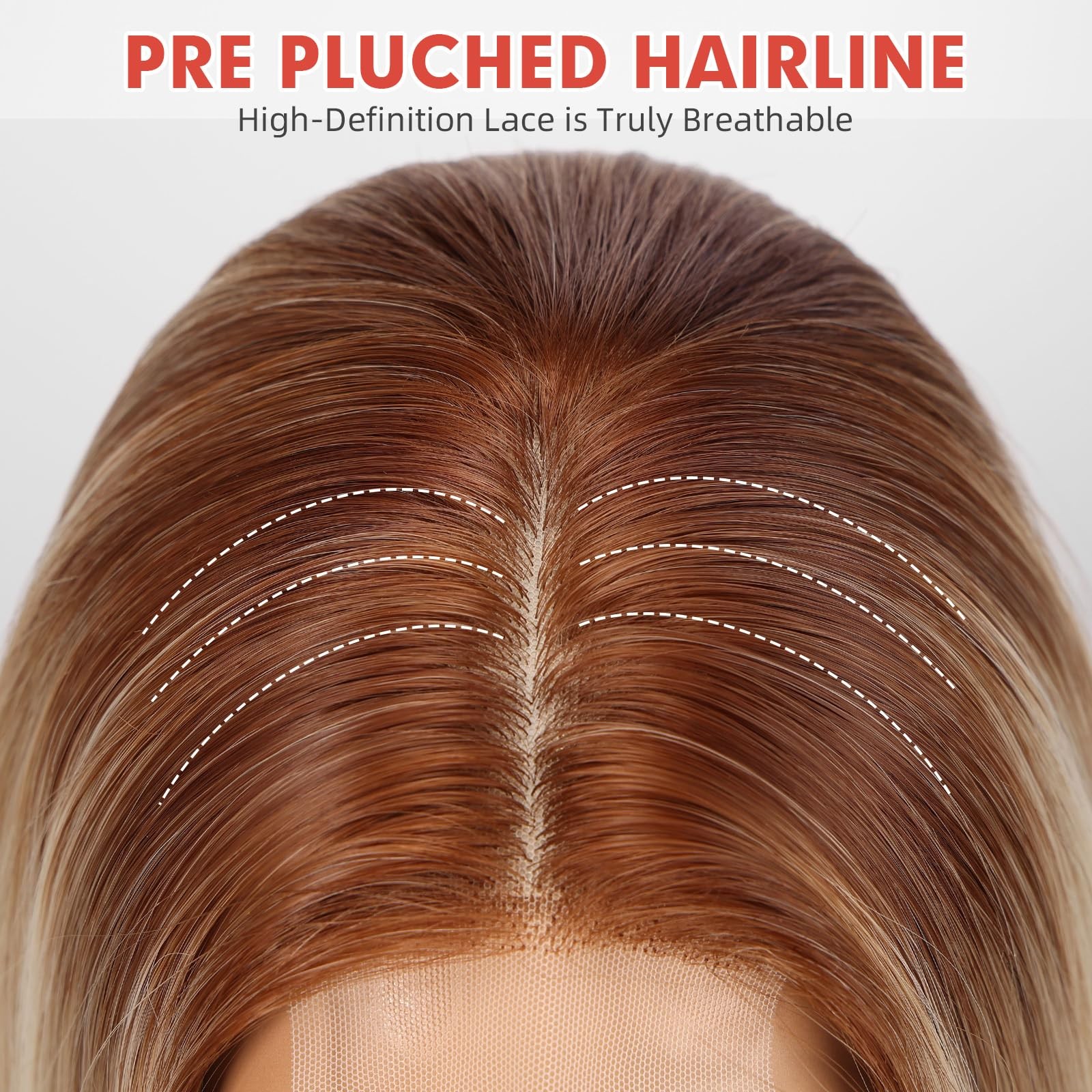 Highlight Blonde Lace Front Wigs For Women lace Hairline Long Straight Layere…