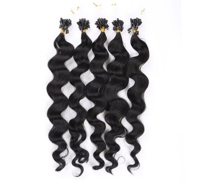 Pre Bonded Body Wavy Micro Beads Ring Loop 100% Remy Human Hair Extension 50g