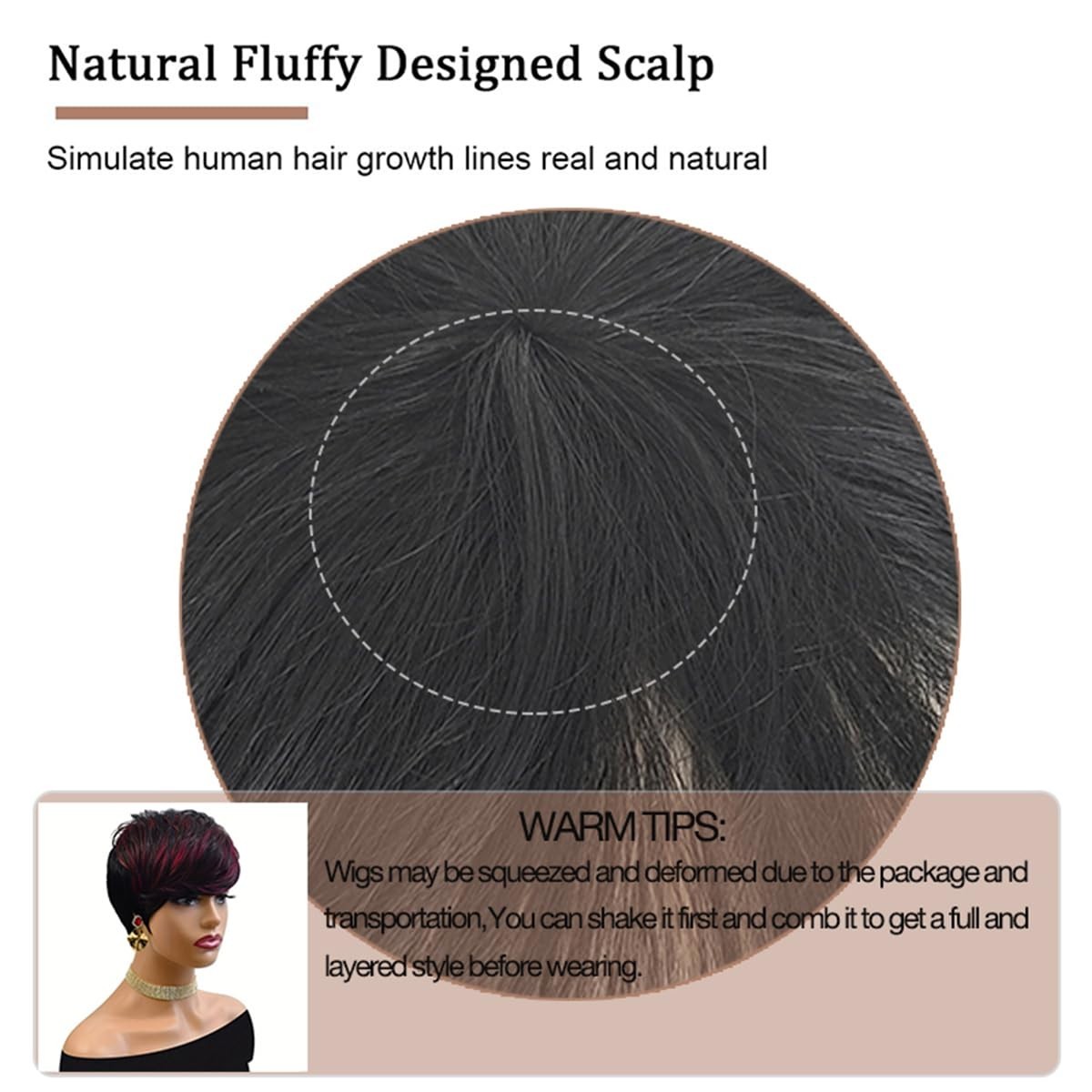 Trendy Basic Pixie Cut Wig – 180% Density with Rose Net Cap for All-Day Comfort