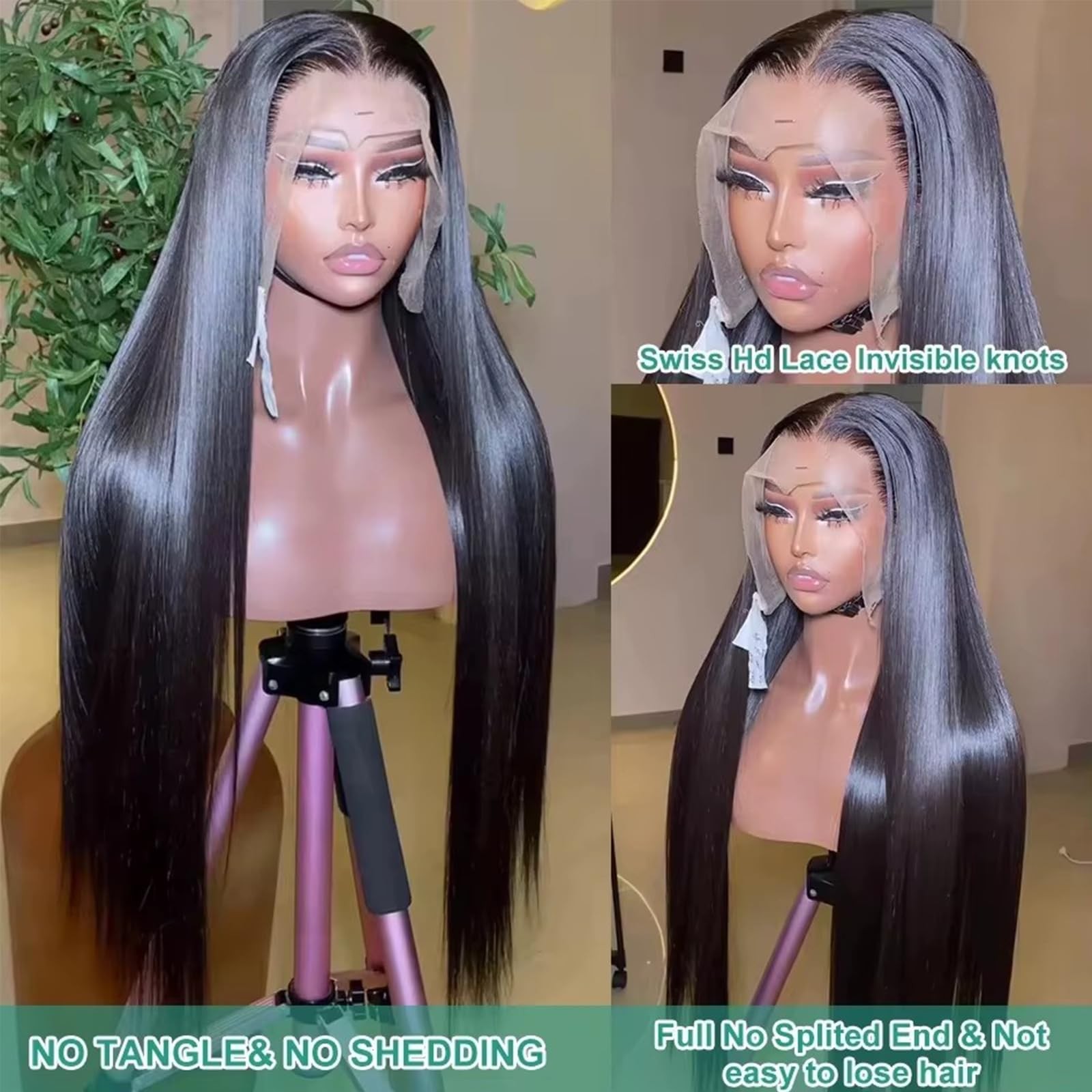 Lemoda Straight Lace Front Wigs Human Hair 180 Density 13X4 Hd Transparent Lace
