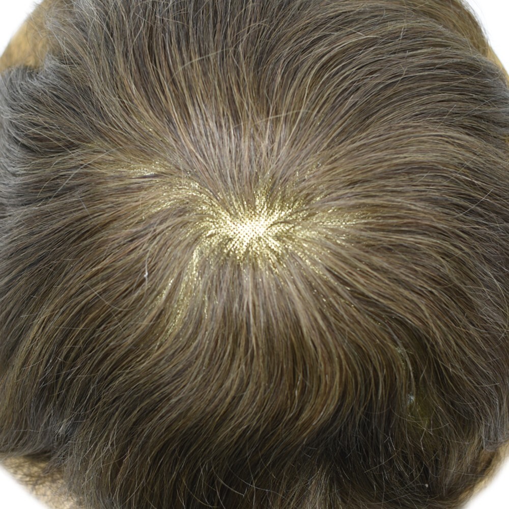Mens Toupee Hairpiece Fine Mono Poly Human Hair Replacement System Wigs for Men